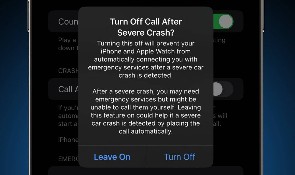 田林苹果14维修分享 iPhone 14 和 Apple Watch 上关闭崩溃检测 