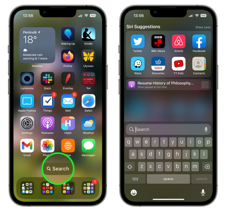 田林苹果手机维修分享升级到 iOS 16 后，如何删除主屏幕上的搜索按钮 